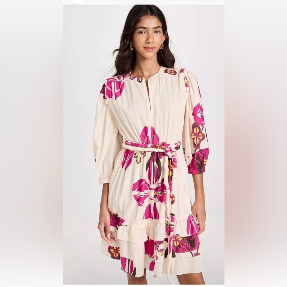 $348 MRSP | TRUTH - Piper Dress | Abstract Petals Eggshell/Rose | XS | NWT